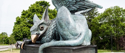 Gryphon statue at the University of Guelph